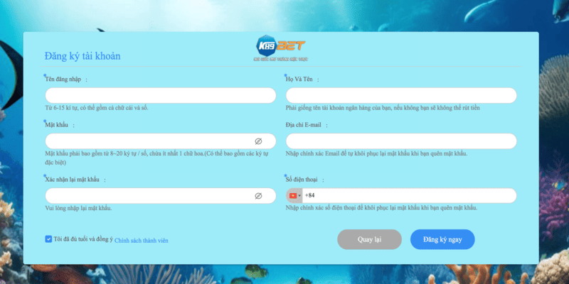 Đăng ký k89bet trên máy tính